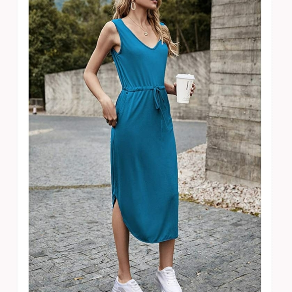 not sure Dresses & Skirts - V-neck sleeveless tshirt dress
